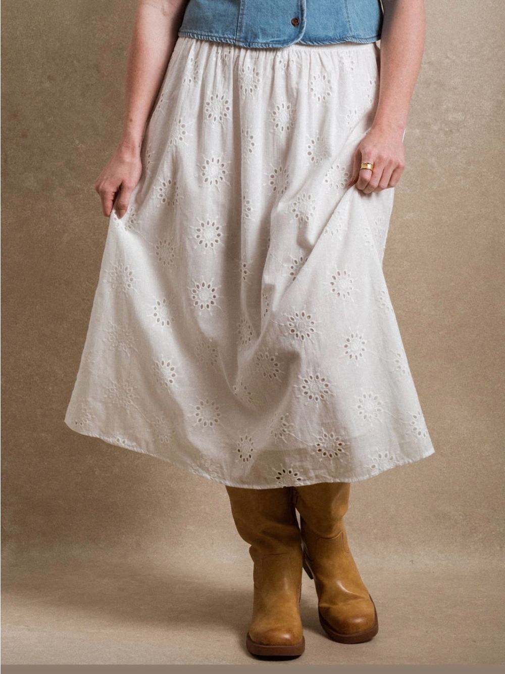 Neuflora Esme Skirt in White Eyelet - Picture 2 of 6